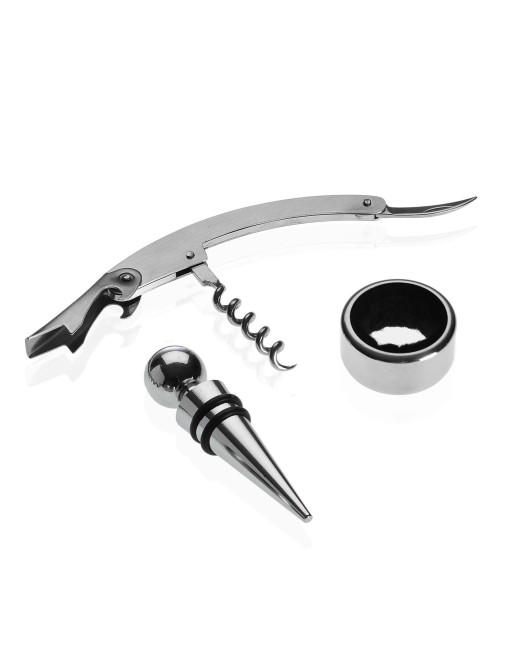 SET DE VINO CON 3 ACCESORIOS MODELO UVAS