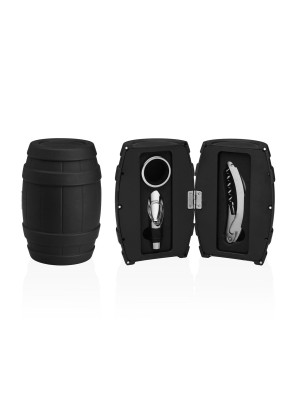 SET MIT 3 WEINUTENSILIEN FASSMODELL