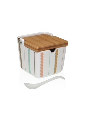 SUGAR BOWL WITH BAMBOO LID LINEAR MODEL