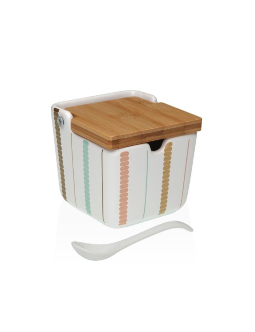 SUGAR BOWL WITH BAMBOO LID LINEAR MODEL