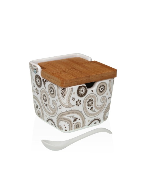 SUGAR BOWL WITH BAMBOO LID MODEL NOIRA