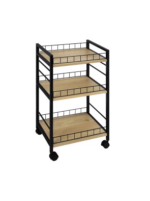 KITCHEN CART WITH WHEELS AND 3 SHELVES MODEL TASTIA BLACK
