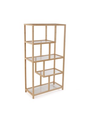 BAMBOO AND GLASS SHELF WITH 5 SHELVES MODEL NODO