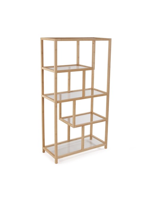 ESTANTERIA BAMBU Y CRISTAL CON 5 ESTANTES MODELO NODO ESTANTERIA BAMBU Y CRISTAL CON 5 ESTANTES MODELO NODO