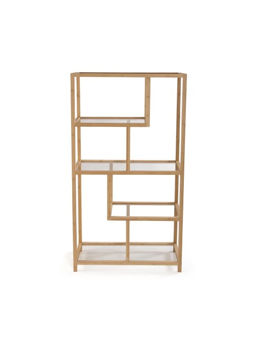BAMBOO AND GLASS SHELF WITH 5 SHELVES MODEL NODO