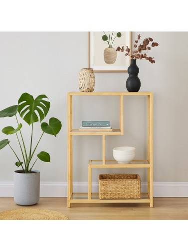 ÉTAGÈRE EN BAMBOU ET VERRE AVEC 4 ÉTAGÈRES MODÈLE NODO