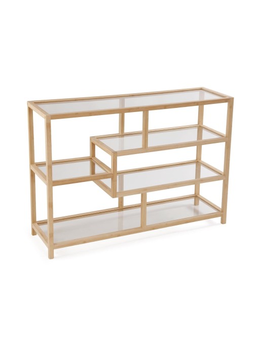 NIEDRIGES REGAL AUS BAMBUS UND GLAS MIT 4 REGALEN NODO MODELL NIEDRIGES REGAL AUS BAMBUS UND GLAS MIT 4 REGALEN NODO MODELL