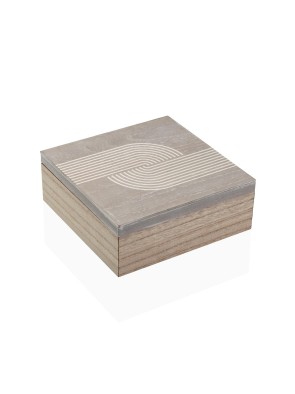 BOÎTE CARRÉE EN BOIS AVEC 4 COMPARTIMENTS MODÈLE AERINA 20CM