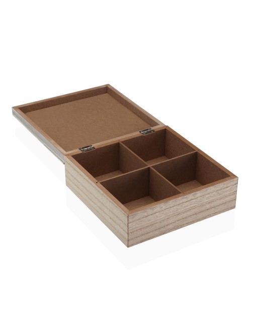 QUADRATISCHE HOLZKISTE MIT 4 FÄCHERN MODELL AERINA 20CM QUADRATISCHE HOLZKISTE MIT 4 FÄCHERN MODELL AERINA 20CM