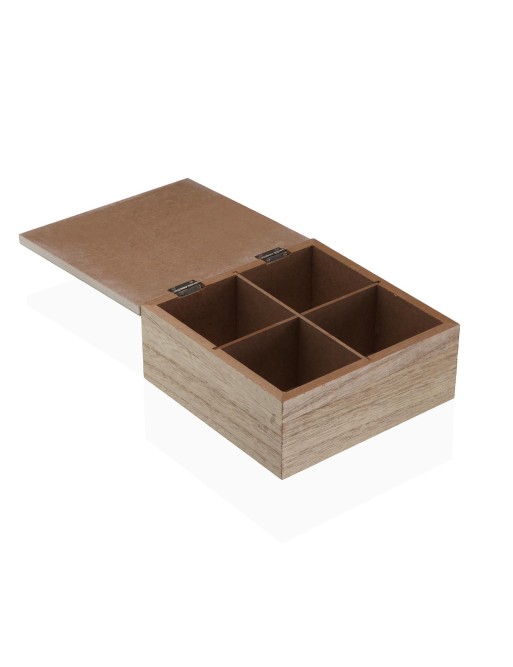 CAJA DE MADERA CON 4 COMPARTIMENTOS MODELO CARIS 16CM