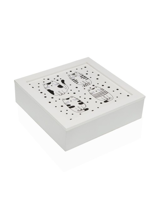 QUADRATISCHE SCHMUCKSCHATULLE AUS HOLZ MODELL KATZEN