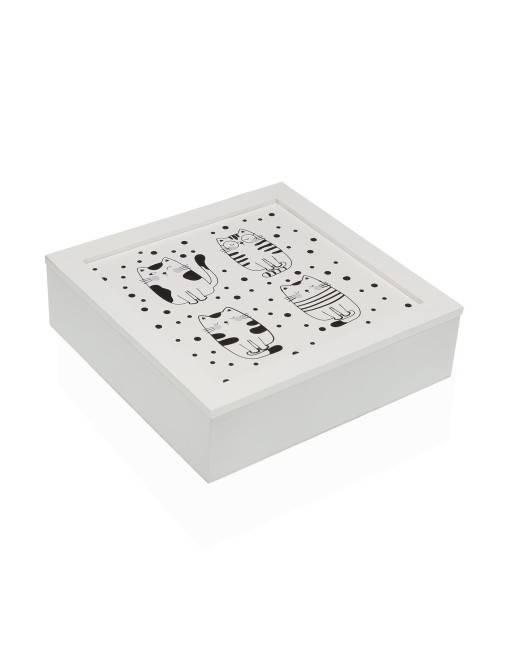 SQUARE WOODEN JEWELRY BOX MODEL CATS