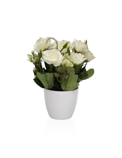 POT DE FLEURS ARTIFICIEL MODÈLE ROSAL BLANC 18 CM