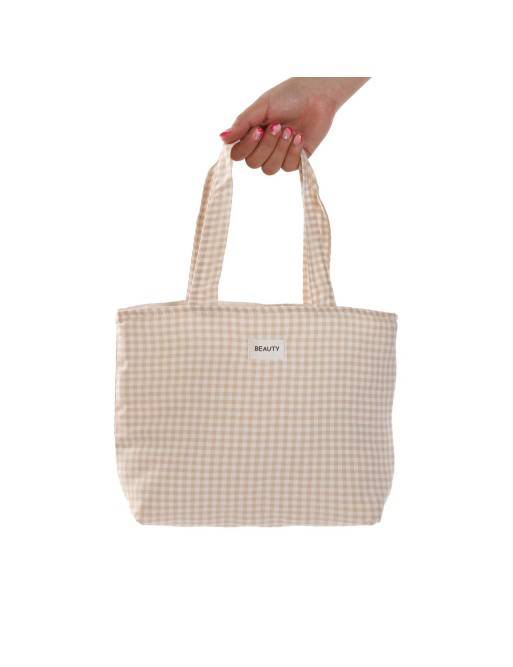 BEIGE MODELLTASCHE IM VICHY-FORMAT