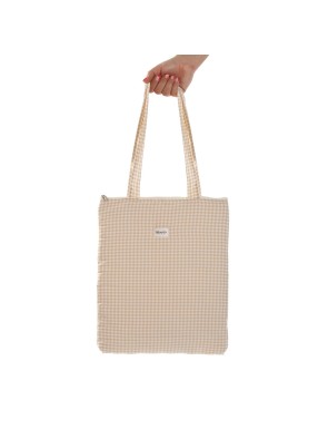 BEIGE VICHY FORMAT BAG 40x33 CM