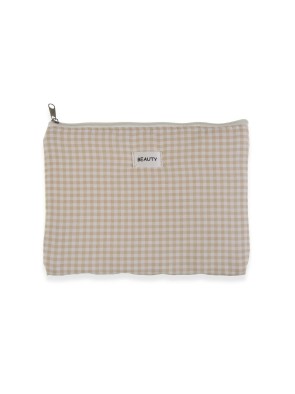 TROUSSE DE TOILETTE FORMAT BEIGE VICHY 27X19CM