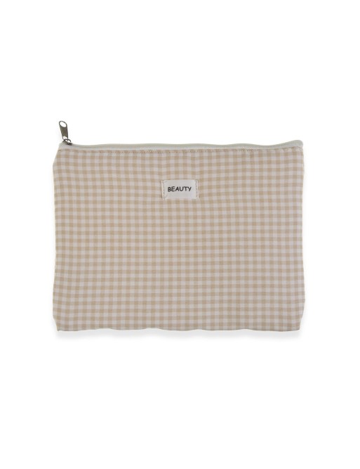 TROUSSE DE TOILETTE FORMAT BEIGE VICHY 27X19CM