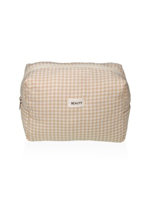 LARGE BEIGE VICHY MODEL TOILETRY BAG