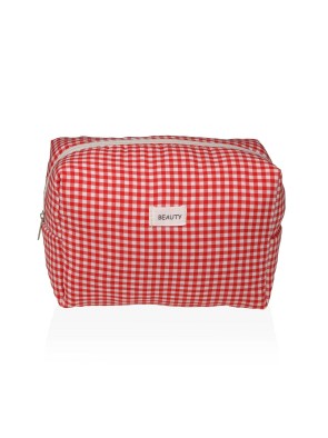 LARGE RED VICHY FORMAT MODEL TOILETRY BAG
