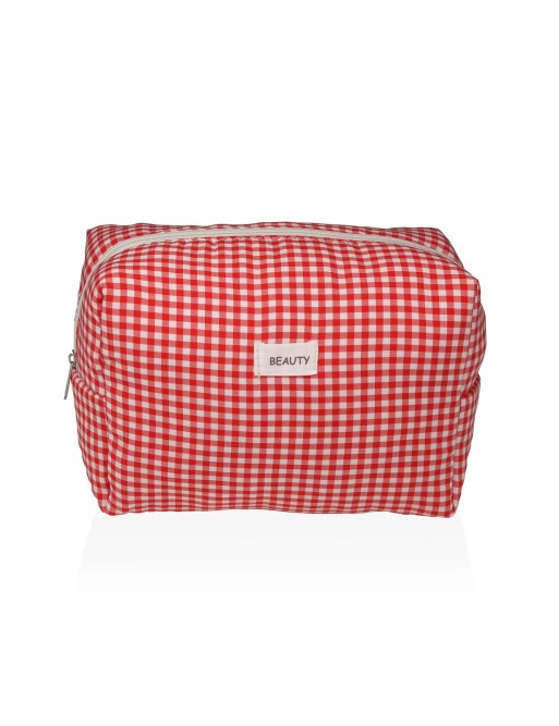 LARGE RED VICHY FORMAT MODEL TOILETRY BAG