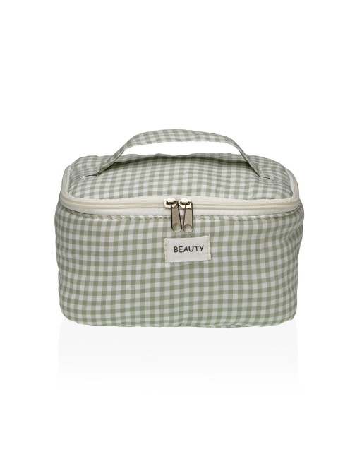 TROUSSE DE TOILETTE FORMAT VERT VICHY AVEC ANSE