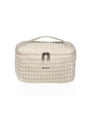 BEAUTY MODEL WHITE TOILETRY BAG WITH HANDLE