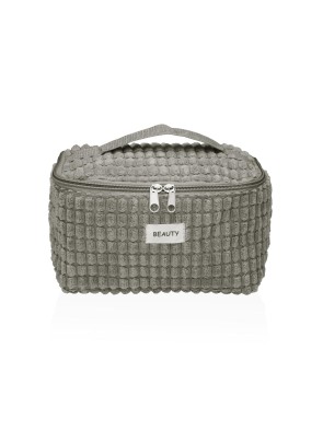 TROUSSE DE TOILETTE MODÈLE BEAUTÉ GRIS AVEC POIGNÉE
