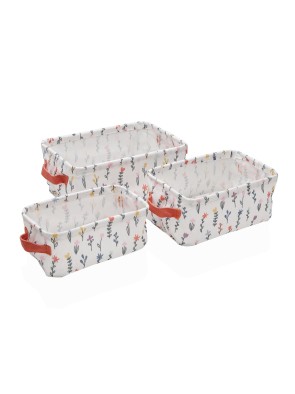SET DE 3 CESTAS RECTANGULAR MODELO FLORA