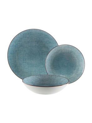 VAJILLA MODELO TEJIDO AZUL 18 PIEZAS
