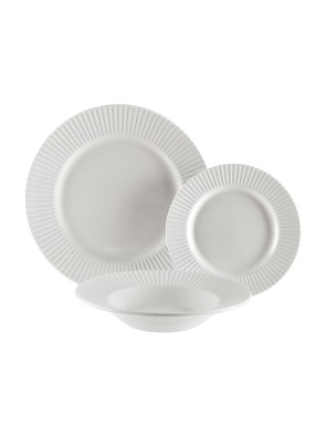 WHITE STRIPED RELIEF MODEL TABLEWARE 18 PIECES