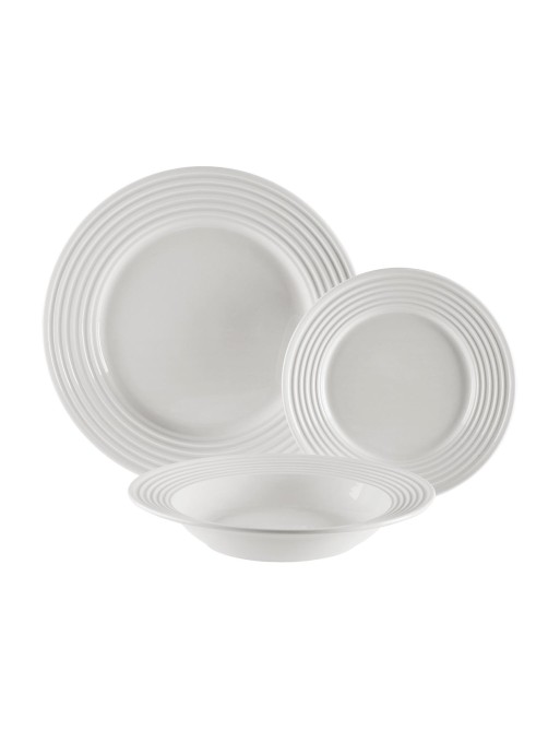 TABLEWARE WITH 18 PIECES RELIEF MODEL OF CIRCLES WHITE