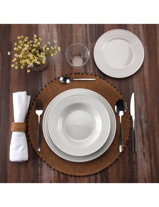 TABLEWARE WITH 18 PIECES RELIEF MODEL OF CIRCLES WHITE