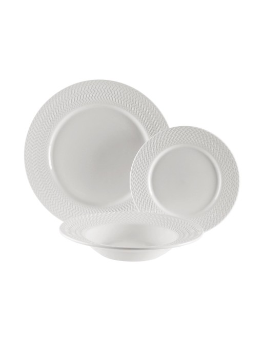 TABLEWARE WITH 18 PIECES RELIEF MODEL CHEVRON WHITE TABLEWARE WITH 18 PIECES RELIEF MODEL CHEVRON WHITE