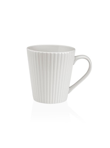WHITE STRIPED RELIEF MODEL MUG OR BREAKFAST MUG 350ML