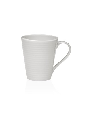 MUG O TAZA DE DESAYUNO MODELO RELIEVE DE CIRCULOS BLANCA 325ML