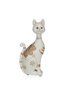 FIGURINE DÉCORATIVE MODÈLE CHAT BLANC 10.5x24CM