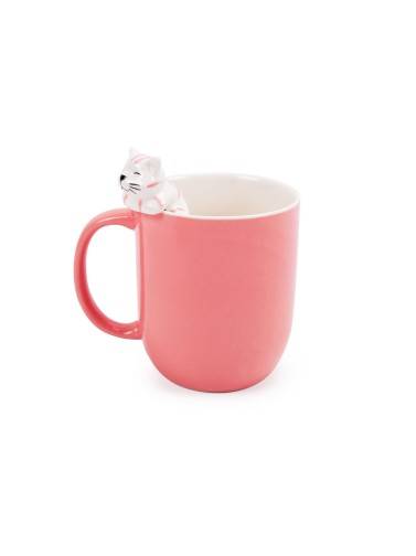 MUG ROSE CHAT OU MUG PETIT DÉJEUNER
