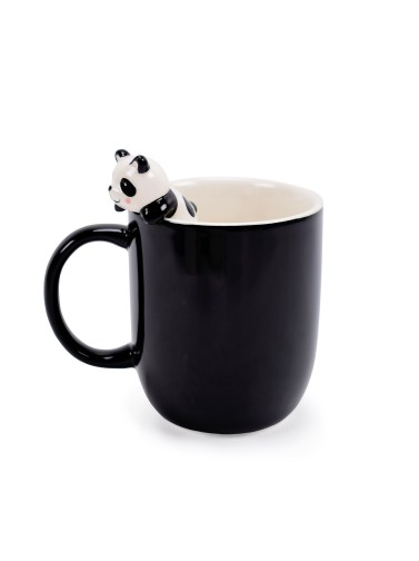 MUG O TAZA DE DESAYUNO MODELO PANDA NEGRO