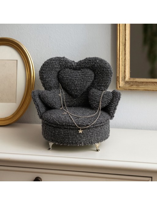 BOÎTE À BIJOUX GRIS FONCÉ COEUR SILHOUETTE MODÈLE