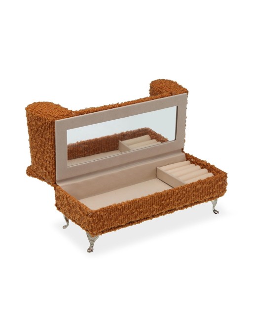 BOÎTE À BIJOUX COULEUR MOUTARDE MODÈLE MIROIR