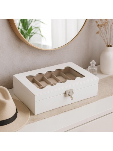 BOÎTE À BIJOUX POUR MONTRES BLANCHES MODÈLE HORLOGE