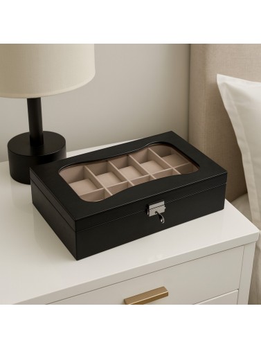 BOÎTE À BIJOUX POUR MONTRES HORLOGE NOIRE MODÈLE NOIR