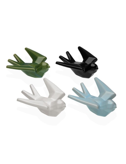 QUATRE FIGURINES DÉCORATIVES EN CÉRAMIQUE HIRONDELLES MODÈLE 13 CM