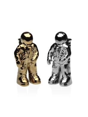TWO DECORATIVE CERAMIC ASTRONAUT MODEL FIGURES