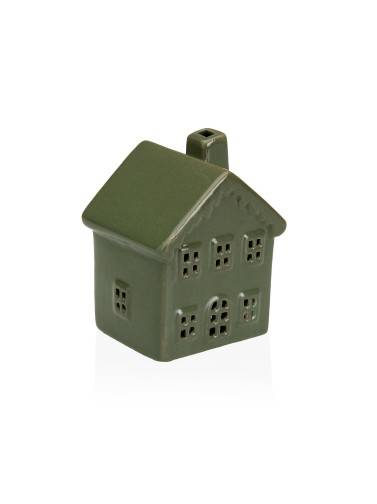 FIGURA DECORATIVA DE CERAMICA CON LUZ LED MODELO CASITA VERDE