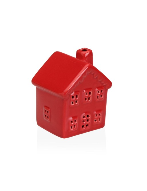 FIGURA DECORATIVA DE CERAMICA CON LUZ LED MODELO CASITA ROJA