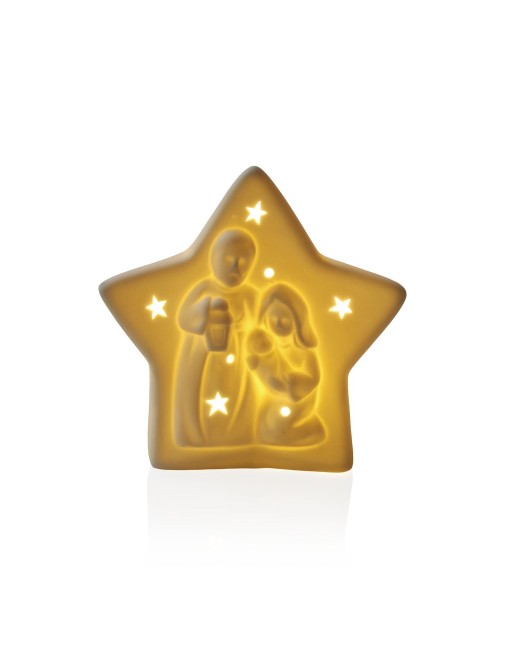 FIGURA DECORATIVA DE CERAMICA BLANCA CON LUZ LED MODELO ESTRELLA
