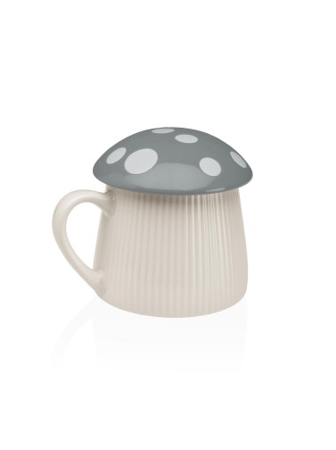 MUG AVEC COUVERCLE MODÈLE BOLETUS GRIS