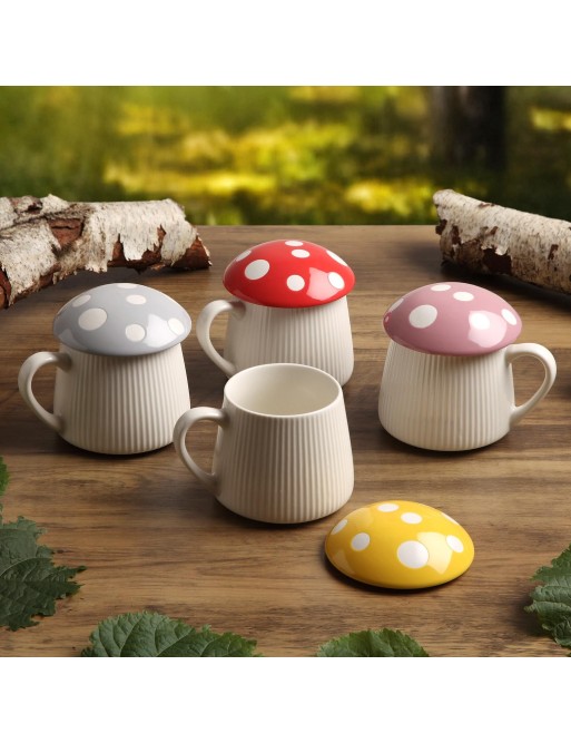 MUG AVEC COUVERCLE MODÈLE BOLETUS GRIS
