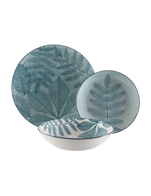 TABLEWARE SET WITH 18 PIECES MODEL HERBARA BLUE